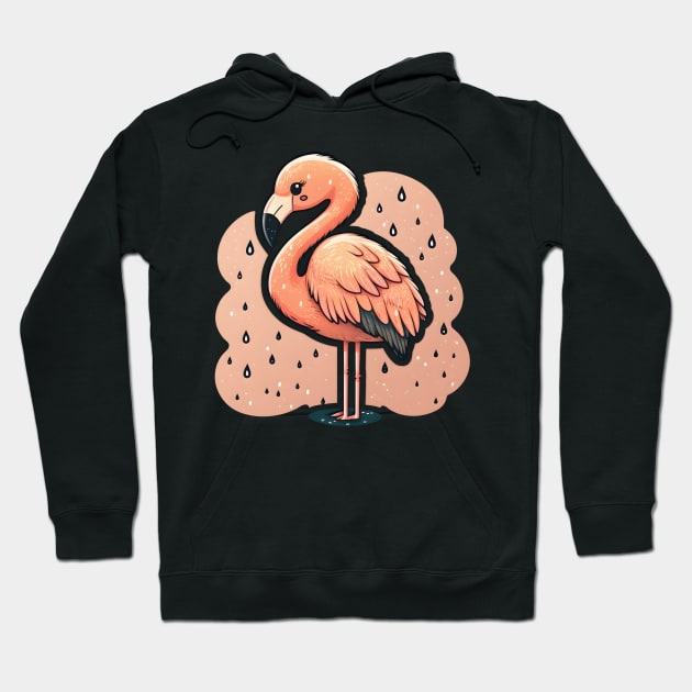 Cute Pink Svelte Flamingo Portrait Hoodie by CutePlanetEarth